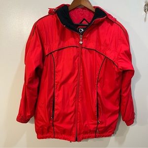 Obermeyer HydroBlock Vintage Waterproof Ski Jacket, Red with Black Trim. Size 12